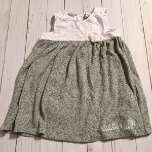 White Eyelet Gray Knit Spring Summer Baby Dress